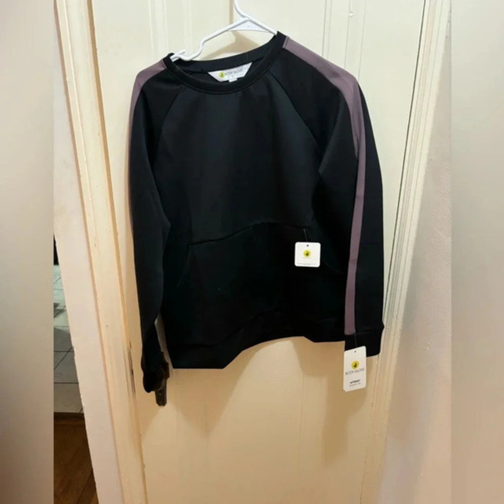 BODY GLOVE Black/Purple Scuba Crew Neck Pullover Sweatshirt Size Large NWT